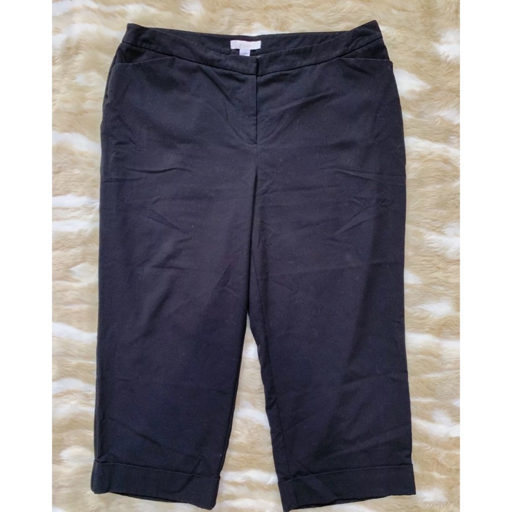 CHICOS Wide Leg Cuffed Capri Crop Dress Pants